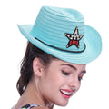 Cute Children's Jazz Cowboy Hat Summer Straw Hat Boys Girls Five-pointed Star Patch Sun Hat