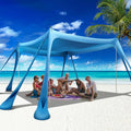 Family Beach Tent Canopy Sun Shade UPF50+ Anti-Wind Sun Shelter with 8 Sandbags Outdoor Beach Shade