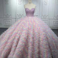 Jancember 6577 Pink Sequins Beaded Feather Ball Gown Quinceanera Dresses