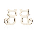 Women's Trendy Stainless Steel Cat Stud Earrings Cute Animal Geometric Cartoon Paw Prints Gold Environmental Friendly Parties