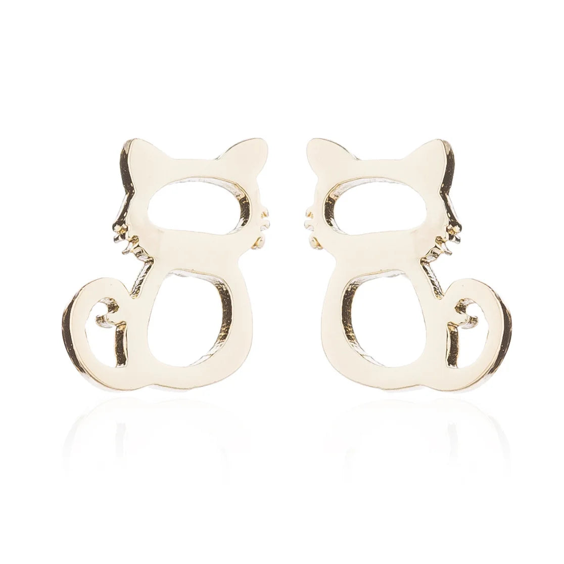 Women's Trendy Stainless Steel Cat Stud Earrings Cute Animal Geometric Cartoon Paw Prints Gold Environmental Friendly Parties