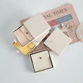 8x8cm Beige Microfiber Snap Button Pouch 9x9x2.5cm Slider Cardboard Jewelry Drawing Box Suede Bag with Drawer-Premium Package