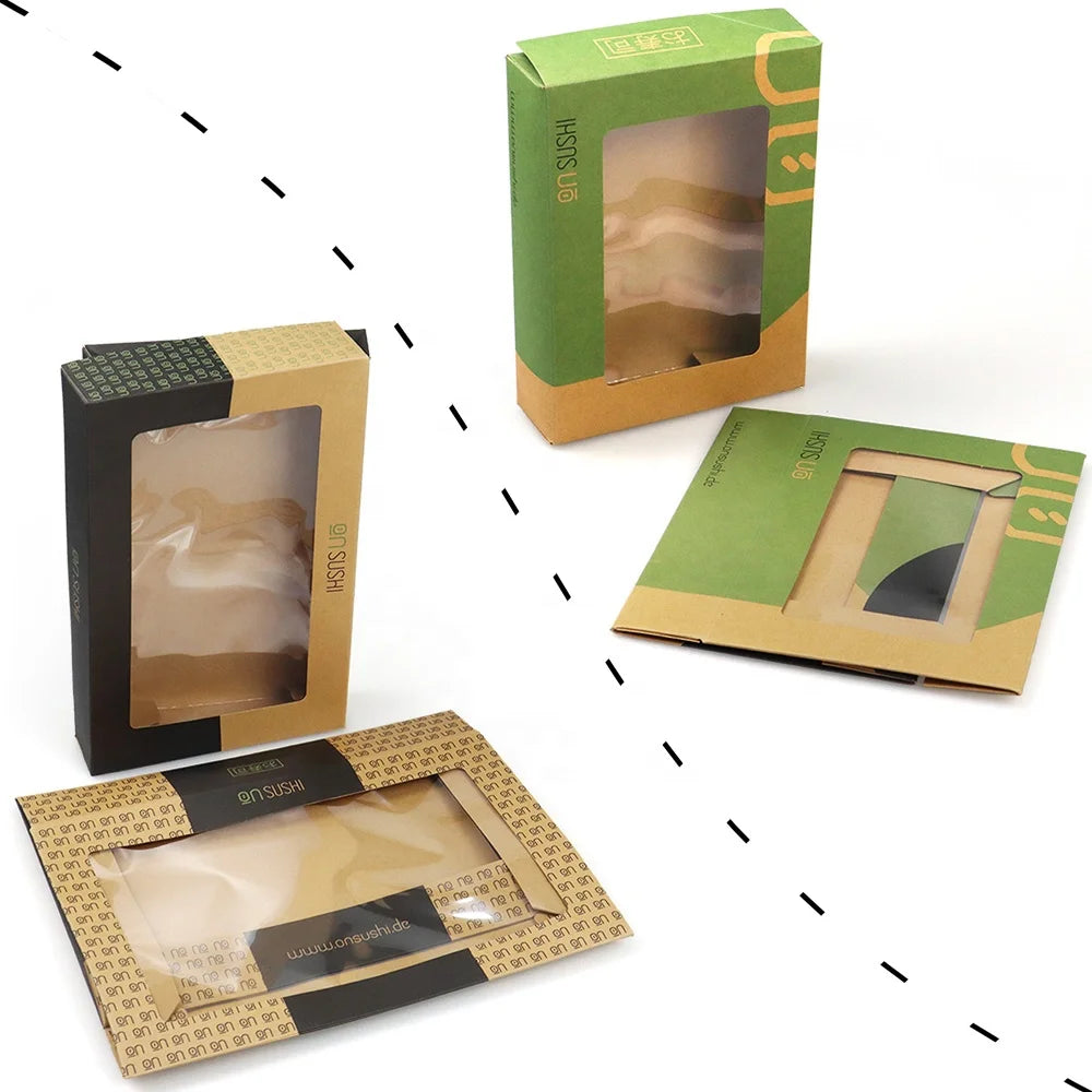 Togo Free Sample Food Grade Paper Bento Containers Eco-Reusable Sushi Box Packaging Matt Lamination Embossing Foldable Box Type