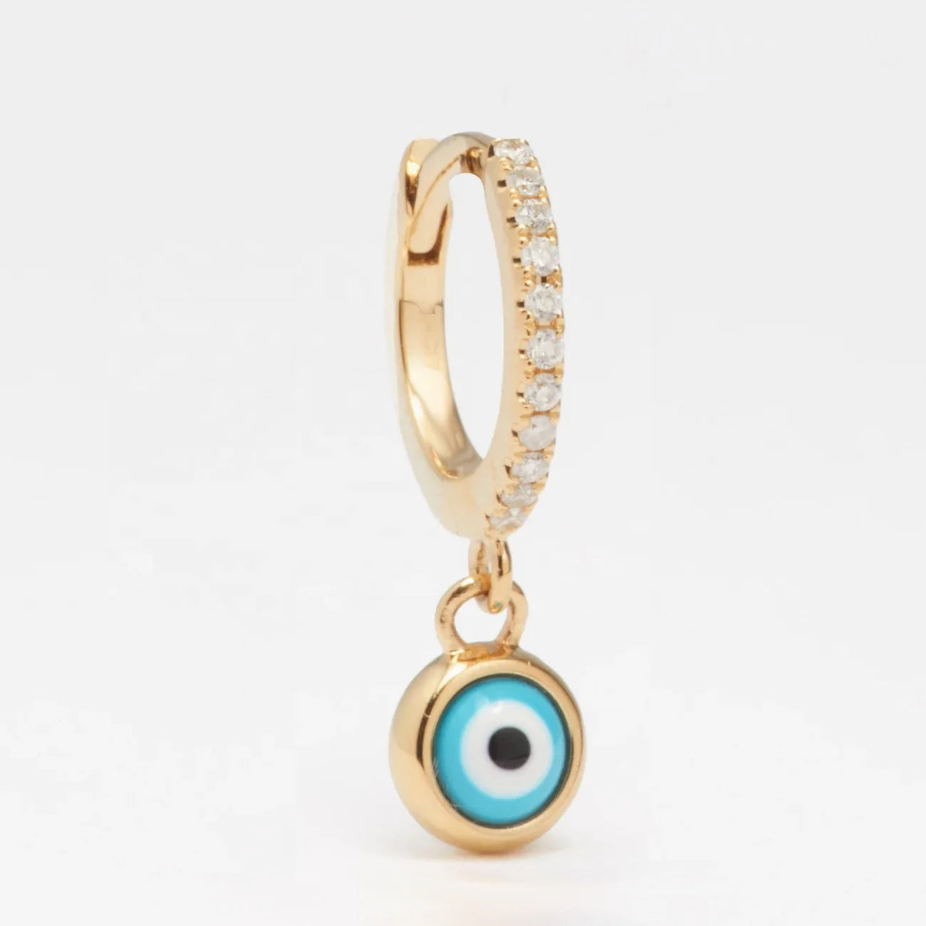 LOZRUNVE Sterling Silver 925 14k Gold Plated Turkish Enamel Evil Eye Dangling Hoop Earring