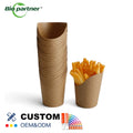 Customized Food Grade Kraft Disposable French Fry Scoop Reusable Fries Snack Potato Chips Cup Coated Paper Rigid Box