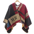 Customized Logo Winter Women Poncho Monogram Blanket Cashmere Wool Personalized Scarf Plaid Ponchos Cape