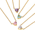 Cubic Zircon Heart Necklace Stainless Steel Jewelry 18k Gold Shiny Purple Green Pink White Cz Stone Diamond Pendant Necklace