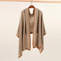 Krown Cashmere Pure Cashmere Women Shawl Oversize Knitted 100% Cashmere Pashmina Stole Wrap Color Blocking New Arrival Autumn