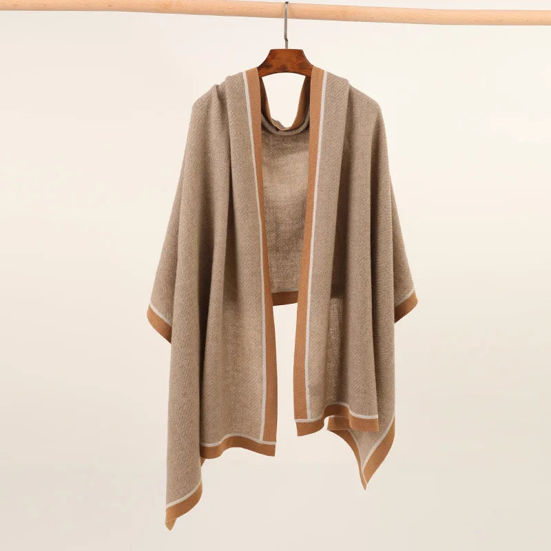 Krown Cashmere Pure Cashmere Women Shawl Oversize Knitted 100% Cashmere Pashmina Stole Wrap Color Blocking New Arrival Autumn