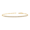 Thin 18K Gold Princess Cut Cubic Zircon Chain With Tennis Mix Thin Women's Bracelet in 925 Sterling Silver Classic Jewelry