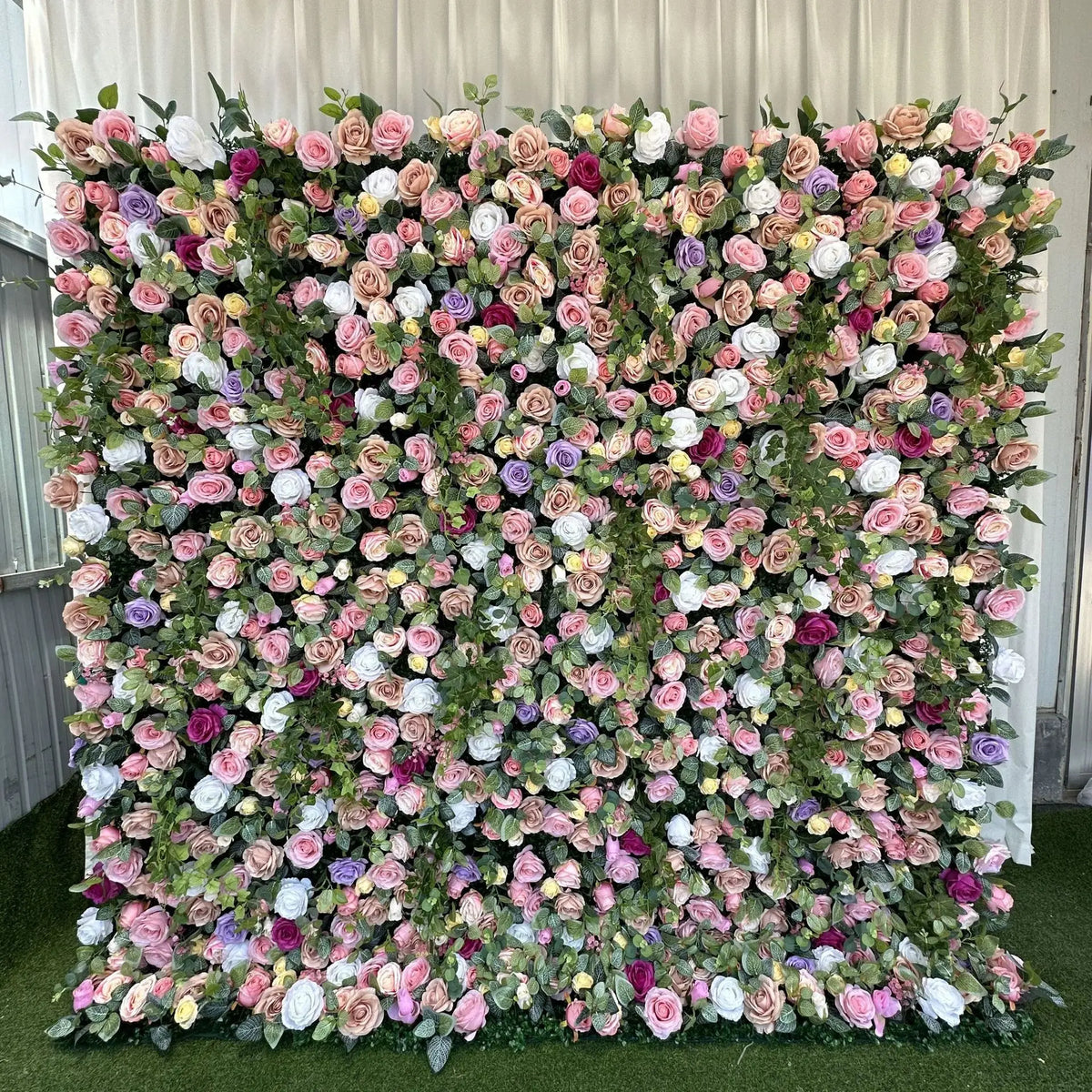 Vv282 Customized 4D Roll up Artificial Flower Wall Flower Backdrop Fabric Base Flower Wall Home Wedding Baby Shower Decorations MegaBDM