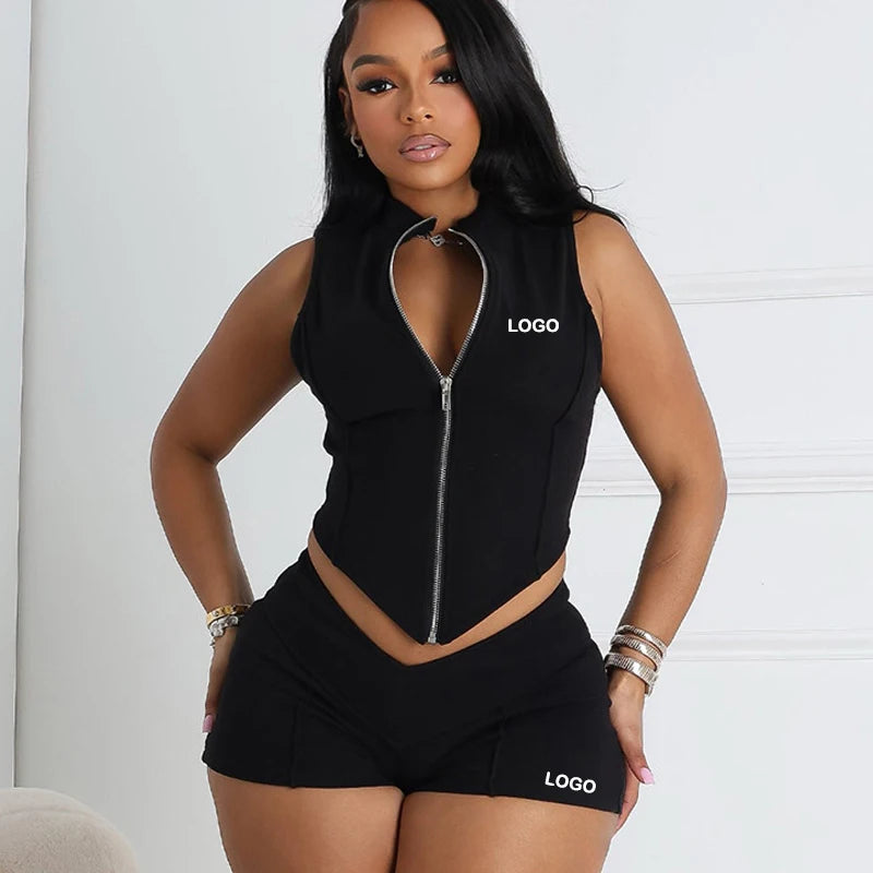 Conjuntos Para Mujeres Women Clothing Manufacturers Crop Tank Top and Shorts Set Women Two Piece Biker Set for Women