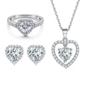 Heart Rings Jewelry Set 925 Sterling Silver Women Heart Shaped Non Tarnish Zirconia Jewelry Sets