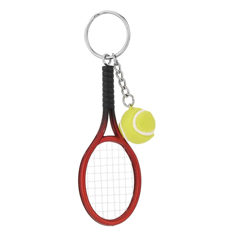 Mini Alloy Tennis Racket Pendant Keychain Keyring Split Ring Key Chain Accessories for Teenager Fan Sport Lovers Team Gifts