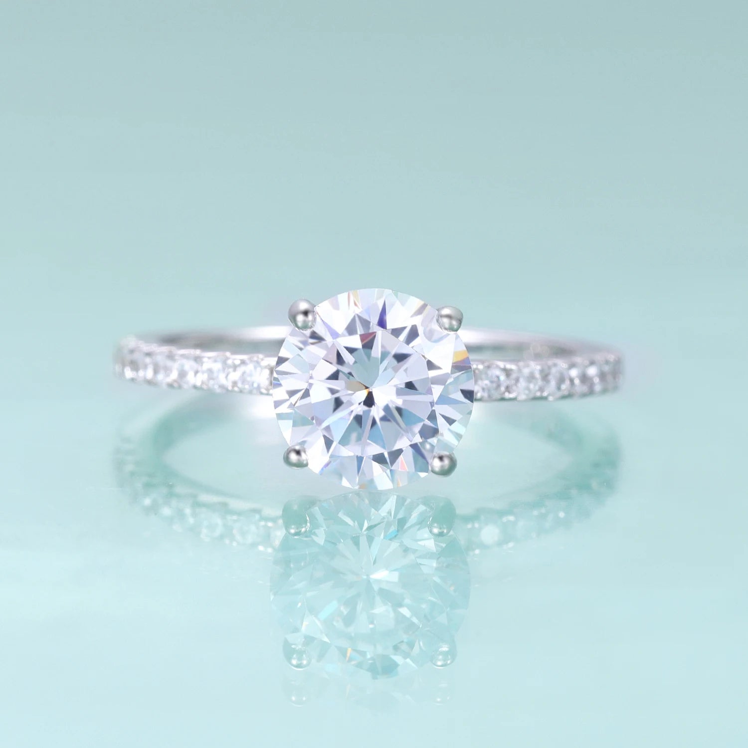KH001 Abiding 8mm 9mm VVS1 DEF Color Moissanite Diamond Good Plated 925 Sterling Silver Engagement Ring Wholesale