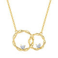 Gold Plated Interlocking Circle Heart Cubic Zirconia 925 Sterling Silver Pendant Necklace Jewelry for Women's