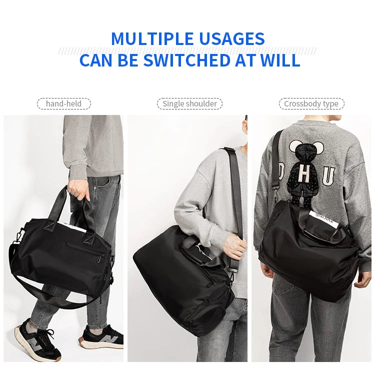 Black High Quality Lightweight Foldable Multifunctional Travel Duffle Gym Bag Waterproof with Big Capacity for Sport