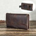 Wholesale Custom Minimalist Crazy Horse Leather Belt Phone Pouch Vintage Magnetic Horizontal Waist Phone Holster Bag Case MegaBDM