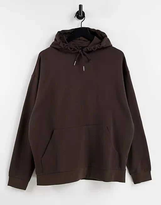 New Arrival Custom Men's Embroidered Sweatshirt Brown 80% Cotton 20% Polyester Hoodies for Autumn Season Solid Pattern
