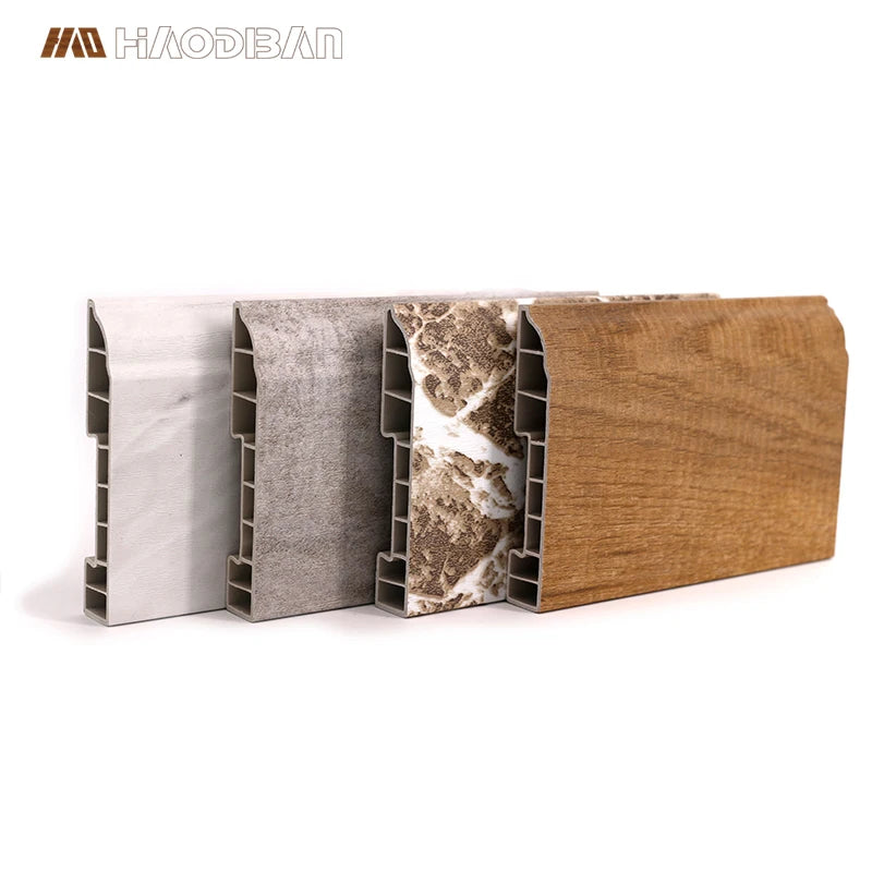 Easy Install Wood Marble Texture SPC Floor Skirting to Cover Tile Wall Skirting Line for Home Office Decoration