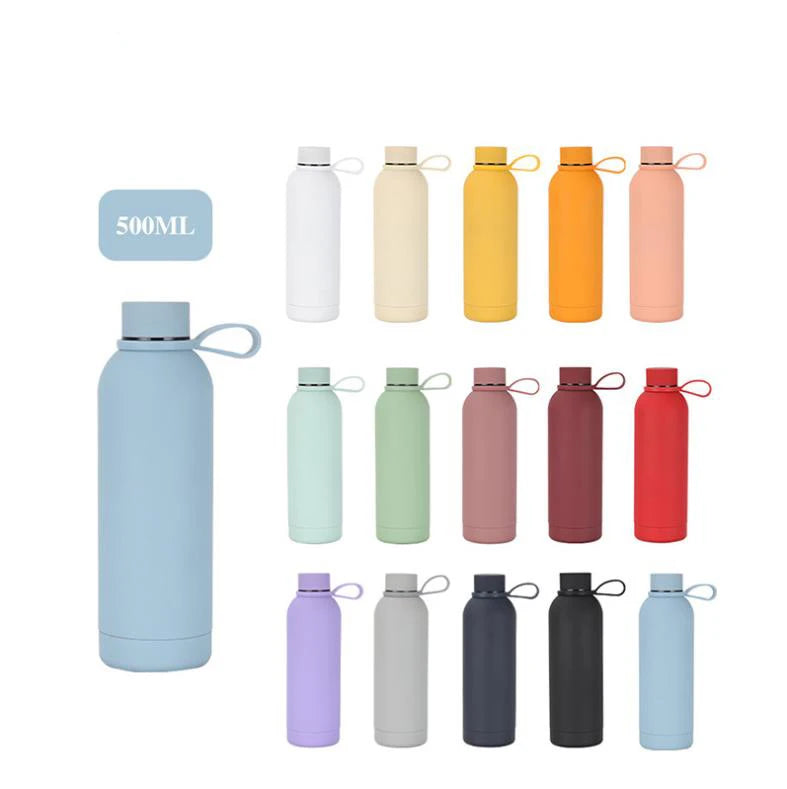 Custom Black Vacuum Insulated Thermal Flask Metal Double Wall Stainless Steel Hot Water Bottle Vacuum Drinking Bottle With Logo