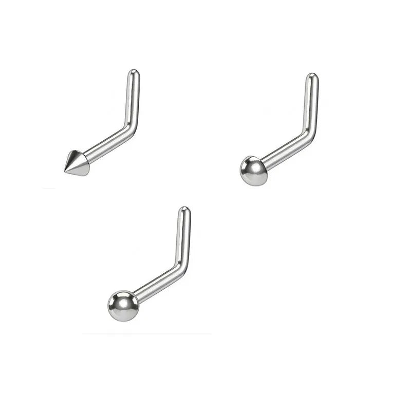 G23 Titanium Dome Ball Spike Top L Shaped Nose Ring 20G/18G Fashion Wedding Party Children's Gift