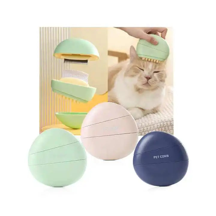 3 In1 Multifunction Portable Cobblestone Manufacturer Pet Dog Cat Steam Massage Brush Multifunctional Pet Hair Removal Comb