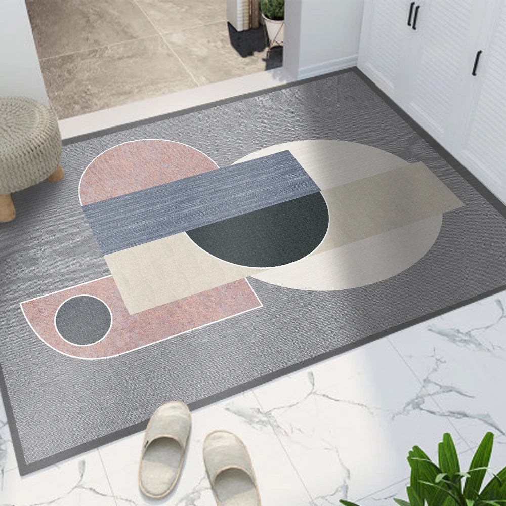 Non-slip Rubber Flower Pattern Outdoor Rugs Bathroom Printed Door Mats for Home