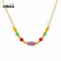 Colorful Fashion Beaded Chain Choker Necklace for Women Charm Necklaces Collares Jewelry Accessories