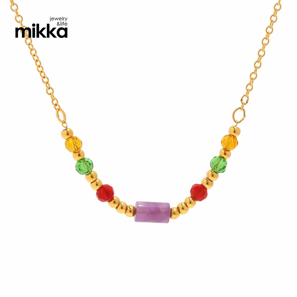 Colorful Fashion Beaded Chain Choker Necklace for Women Charm Necklaces Collares Jewelry Accessories