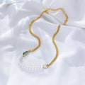 Trendy Designer Marquise Rhinest Psj Brass Rhodium 18K Gold Plated Imitation Pearl Beads Link Chains Chokers Necklaces for Women