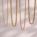 Waterproof Jewelry 18K Gold Plated Twisted Rope Chain Stainless Steel Necklace Chains for Jewelry Making