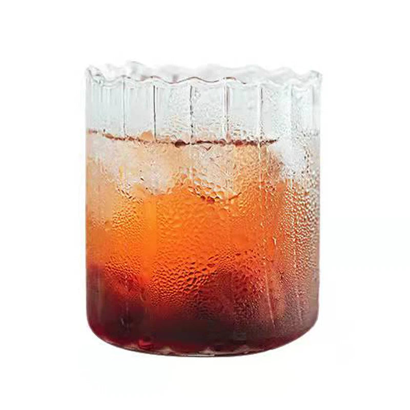Household vertical striped juice glass high borosilicate beer glass heat-resistant drink milkshake glass