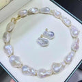 Pearl Fan Favorite Big Baroque Necklace 13-20mm Freshwater Baroque Pearl Necklace Earring Set Pearl Jewelry Set Trendy Women