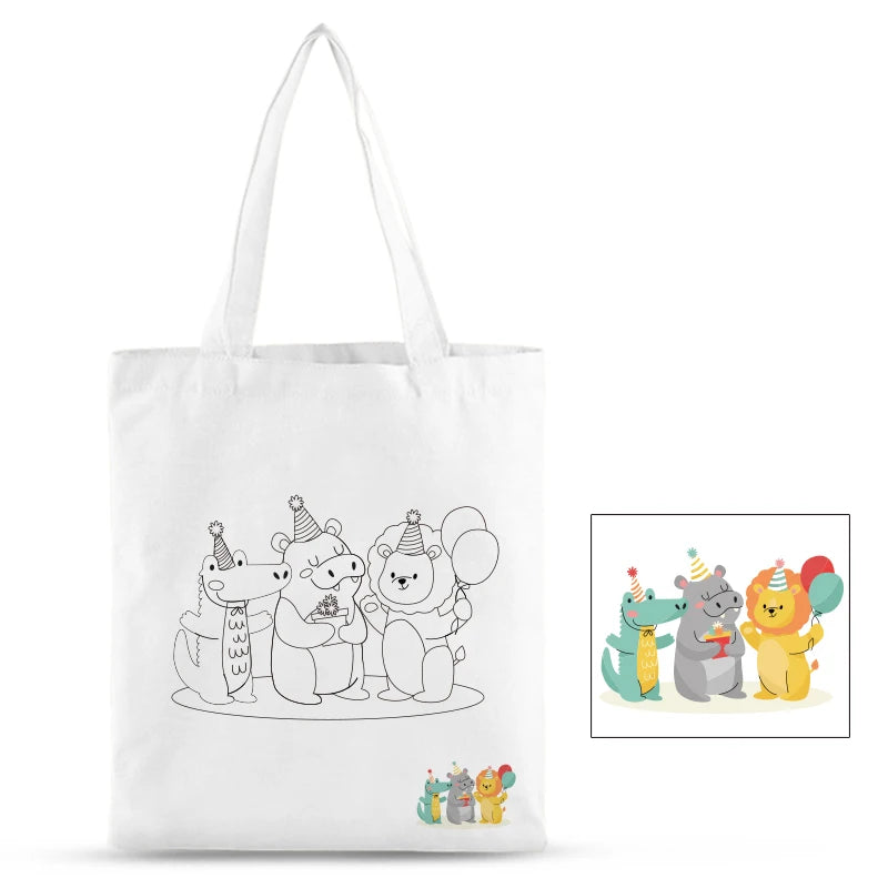 Diy Coloring Painting Canvas Bag for Kids Diy Kids Tote Bag Handles Accept Customized Logo