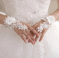 S157A 2025 New Bride Long Flower Rhinestone Embroidered Fingerless Wedding Gloves Bridal