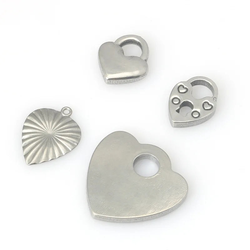 Heart-Shaped Love Lock DIY Stainless Steel Jewelry Accessory for Necklace & Bracelet Premium Findings & Components