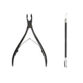 2pcs Black  Professional Manicure Set  Stainless Steel Nail and Cuticle Nipper With Pusher  Customized Color for Toes Fingers