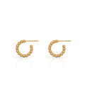 Chris April in Stock PVD Gold Plated 316L Stainless Steel Simple C Shape Beads Hoop Stud Earrings