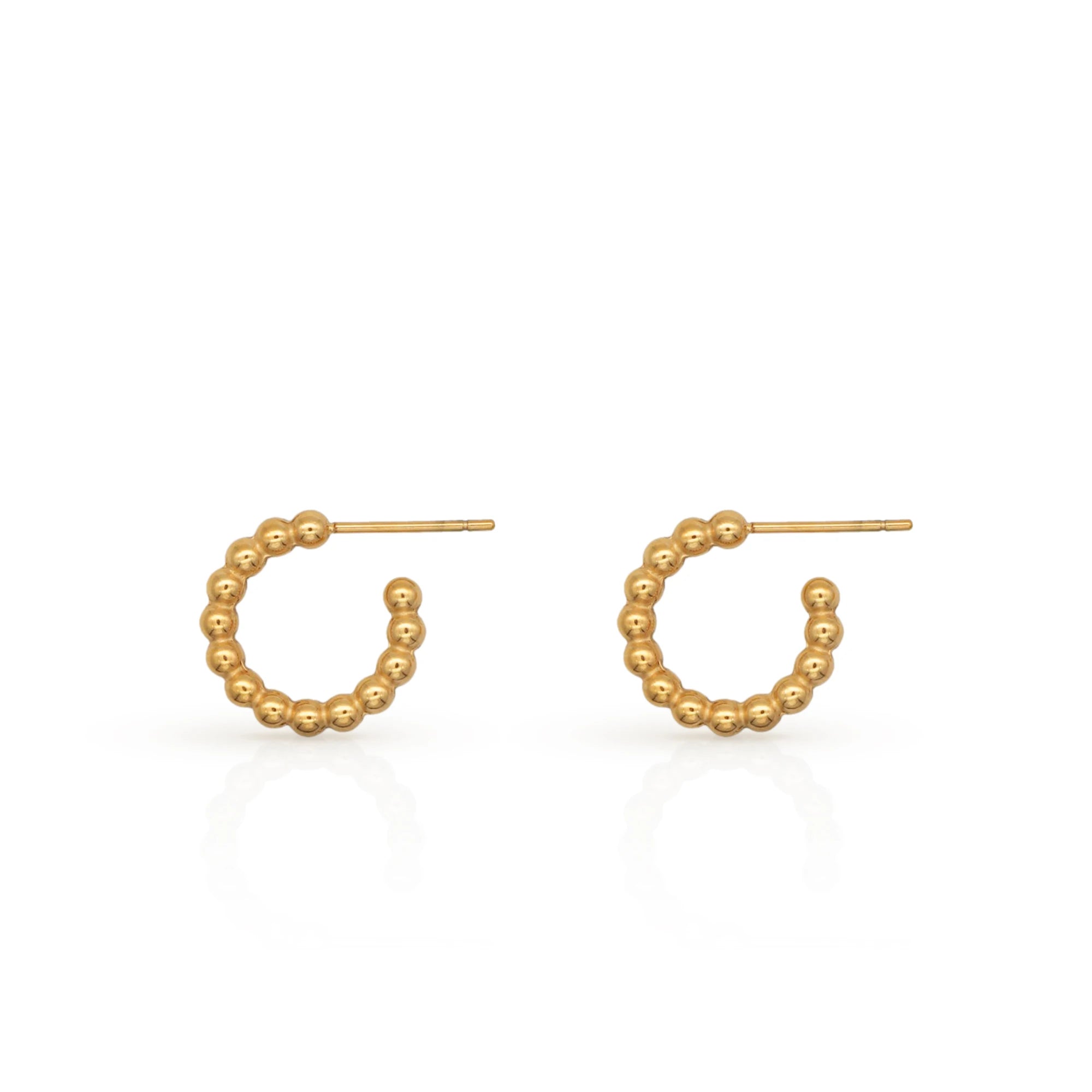 Chris April in Stock PVD Gold Plated 316L Stainless Steel Simple C Shape Beads Hoop Stud Earrings