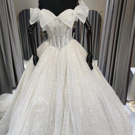 S0448H New Style Princess Temperament One-shoulder Beads fairy air Dream Fashion Best Selling Wedding Dress