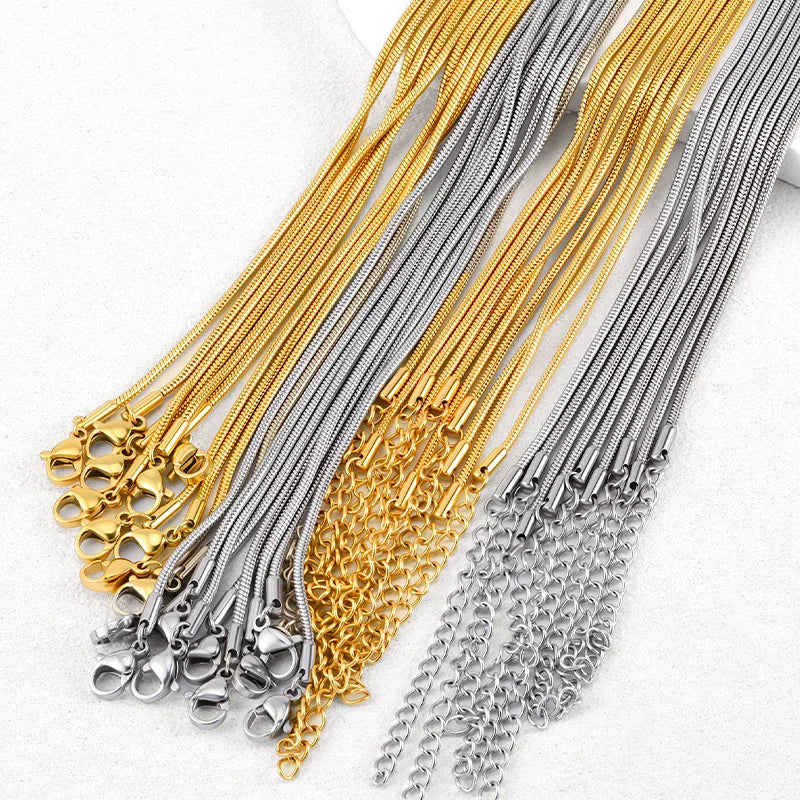 Hot Sale Unisex Stainless Steel 18K Vacuum Plated Black 1.5mm 45+5cm Snake Bone Calvice Chain Choker Necklace