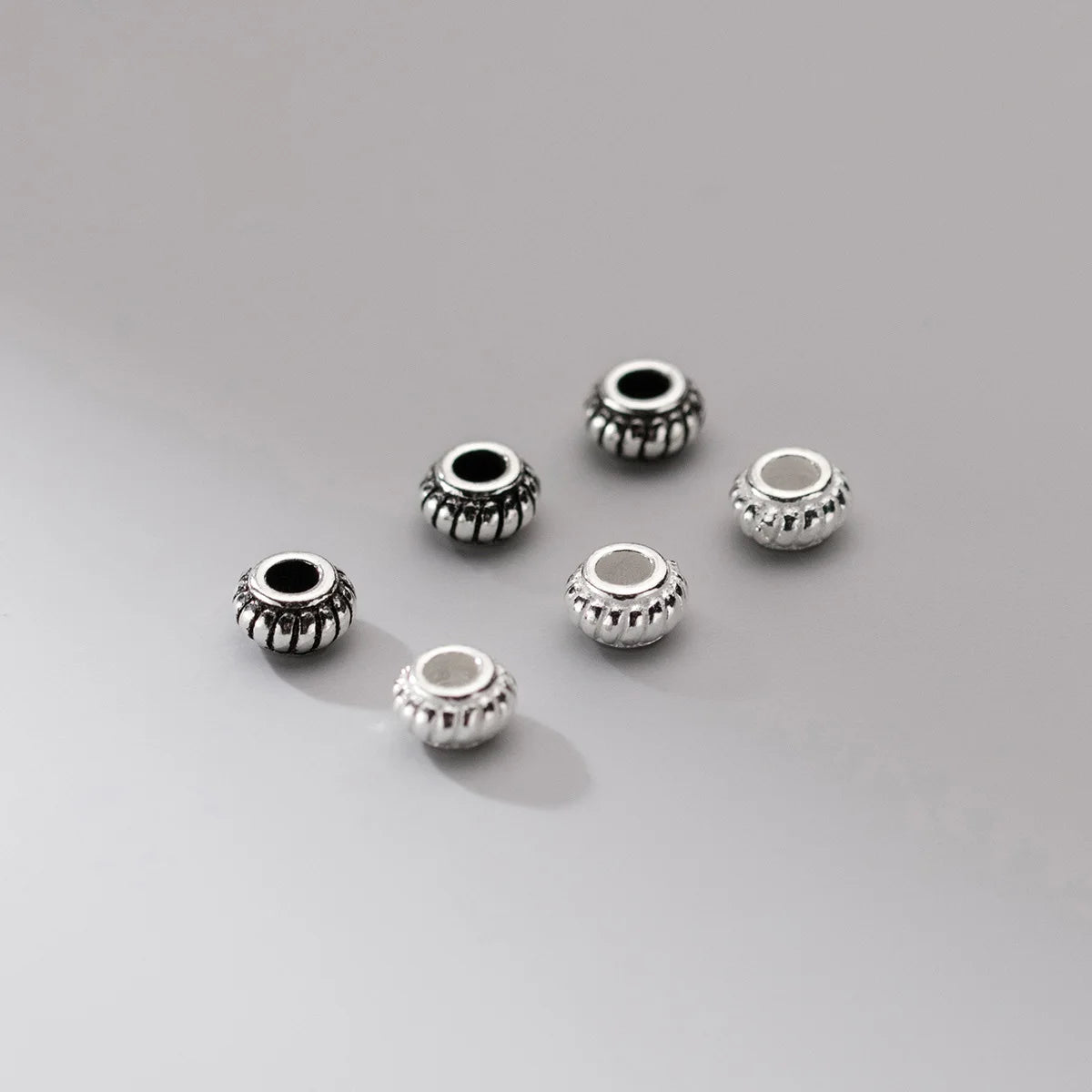 5mm Oxidized Melon Bead 925 Sterling Silver Round Melon Striped Lantern Spacer Beads for Jewelry Making Finding