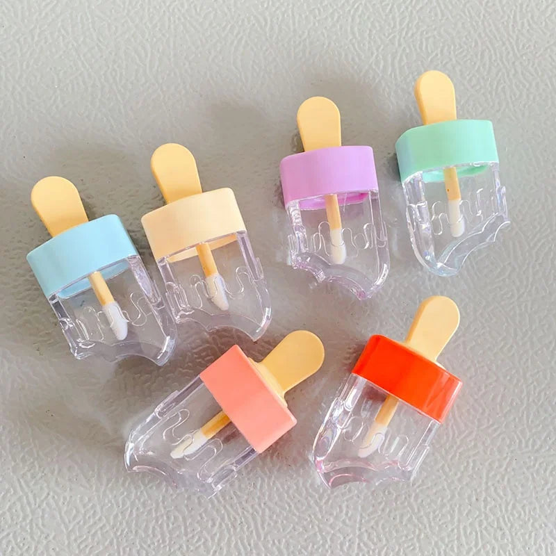 LZ Pack Newest Ice Cream Empty 5ml Custom Logo Lipgloss Tubes Popsicle Unique Kid Cute Lip Gloss Tubes With Wands and Packaging