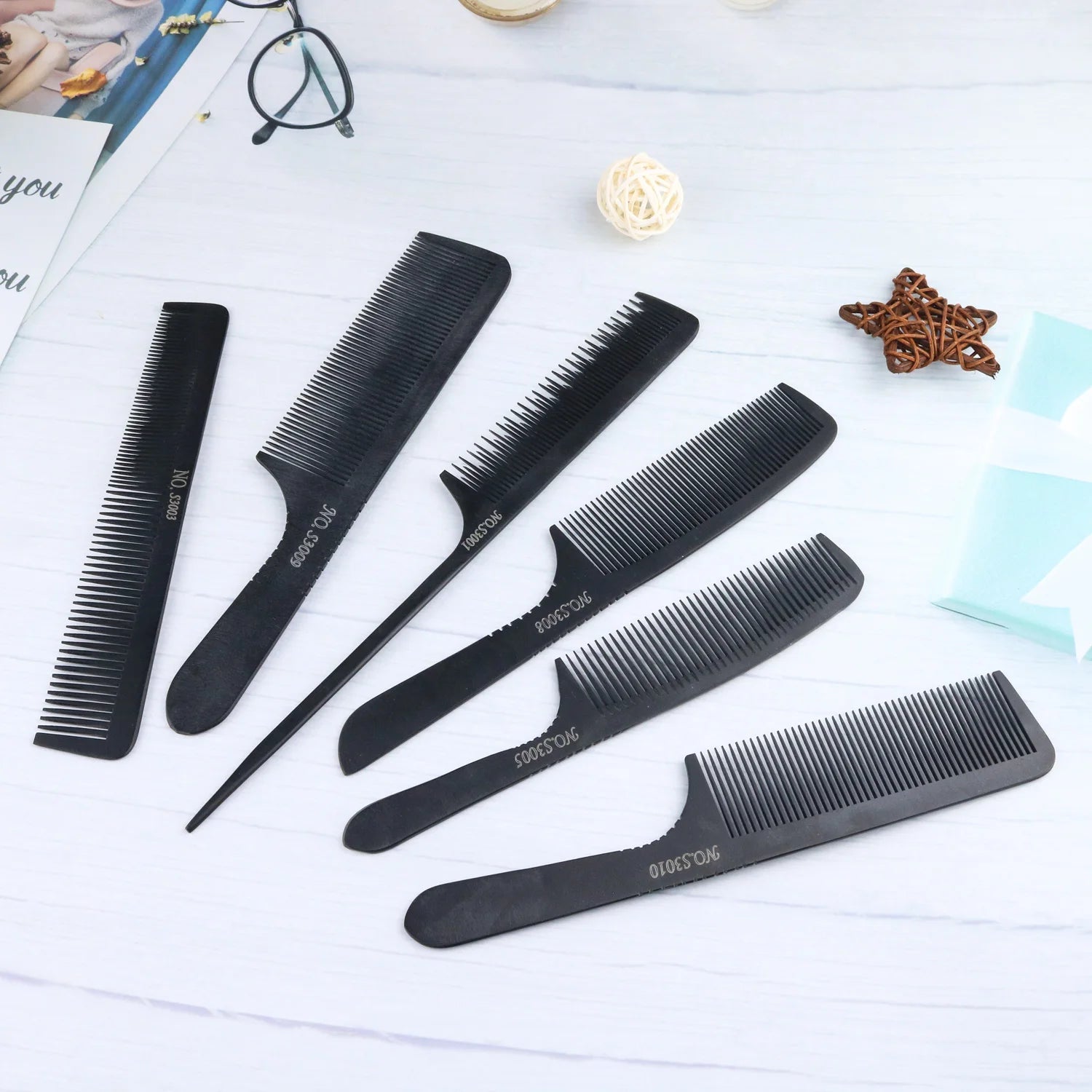 Custom Electric Laser Ionic High Heat Resistant Wood Comb Anti-Static Hair Cutting Comb for Home Barber Use Handmade
