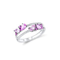 Custom 925 Sterling Silver Crystal & Rhinestone Wedding Band Ring Prong Setting Two-Tone Rhodium Rose Gold Plating for Women