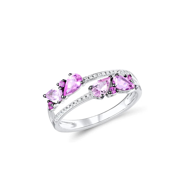 Custom 925 Sterling Silver Crystal & Rhinestone Wedding Band Ring Prong Setting Two-Tone Rhodium Rose Gold Plating for Women