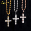 Men's Women's 925 Sterling Silver Hip Hop Cuban Cross Pendant Necklace VVS Moissanite Iced Bling Jewelry Gift Included