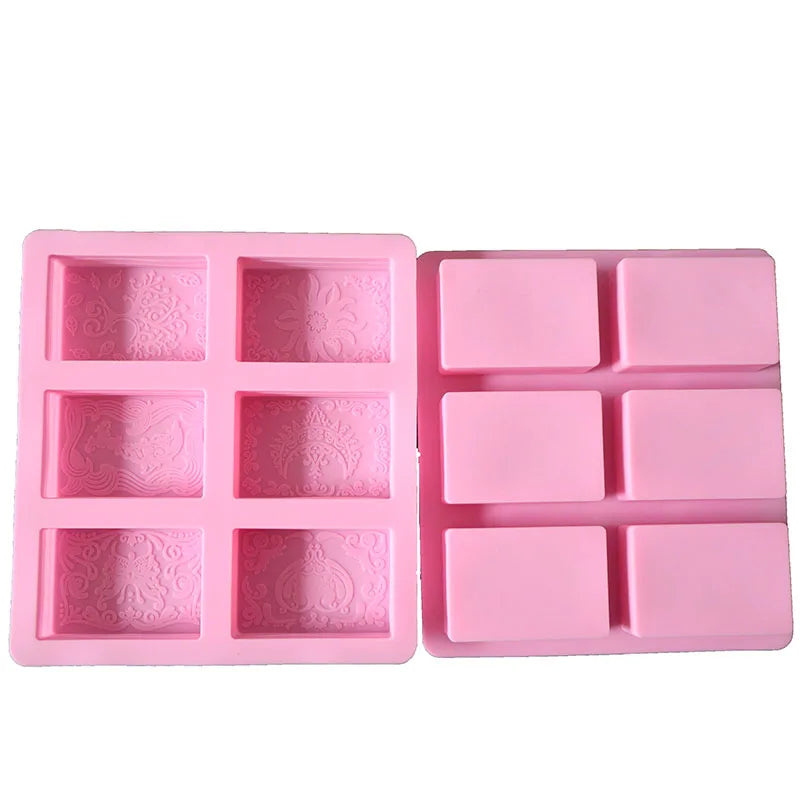 Enjoyable Handmade Silicone Soap Made  6 Holes 3D Flower Animal Picture Soap Making Mold Rectangular Oval  Silicone Mold