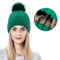 Hot Selling Warm Knit Beanie Hats Custom logo Satin Lined Beanie Ribbed Striped Winter Hats for Women
